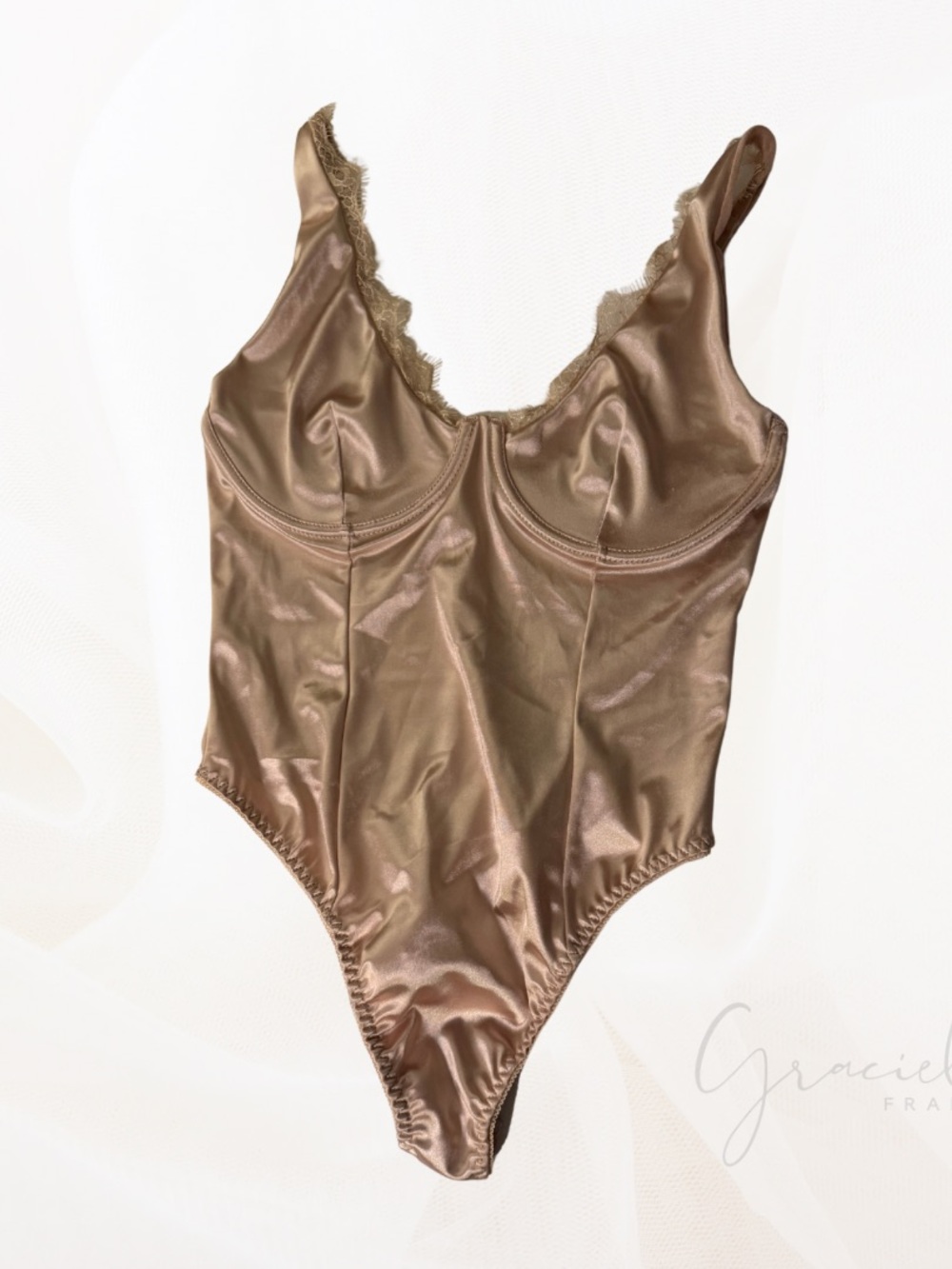 Forever 21 Light Beige Satin Bodysuit - Picture 1 of 5